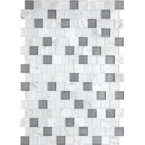 White Carrara & Glass Brick Joint - stone tile